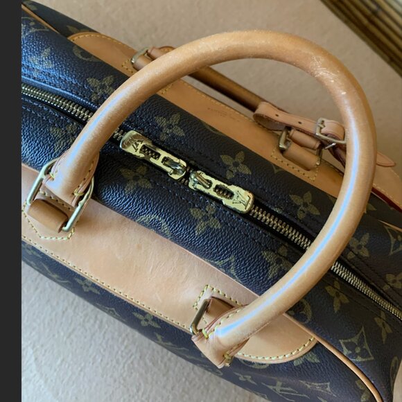 Louis Vuitton LV Logo Deauville HandBag Monogram Leather Brown Tote Purse EUC - Picture 15 of 15